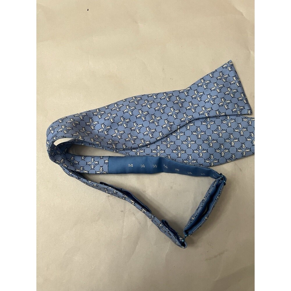 Southern Tide Skipjack Bowtie Blue White FISH 100% Italian Silk Preppy Tie